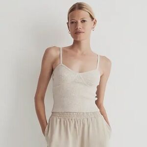 MADEWELL Corset-Detail Crop Sweater Tank Top, hthr sand Cotton. Never worn